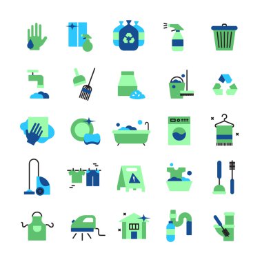 Cleaning Flat Color Icons Set