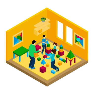 Family Playing Illustration