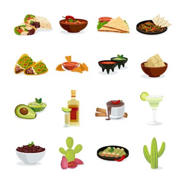 Mexican Food Flat Icons Set