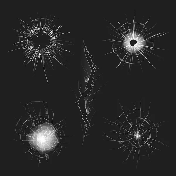 Different Types Of Glass Crack — Stok Vektör