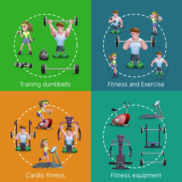 Set Of 2x2 Fitness Images — Stockvector