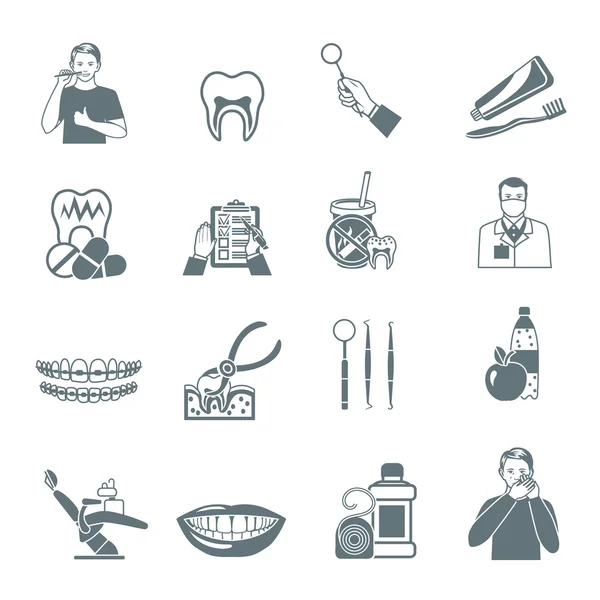 Dental Black  Icons Set — Stockový vektor