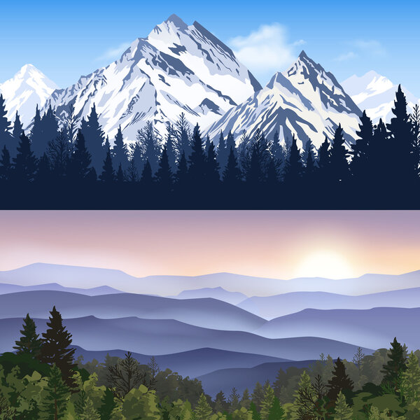Landscape Of Mountains Banners