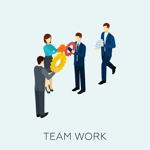 Teamwork Concept Isometric — 图库矢量图片