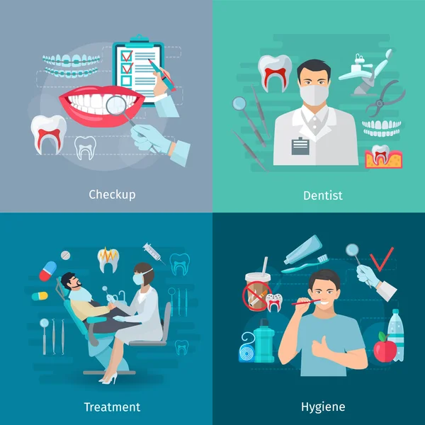 Conceito Quadrado de Cuidado de Dentes —  Vetores de Stock