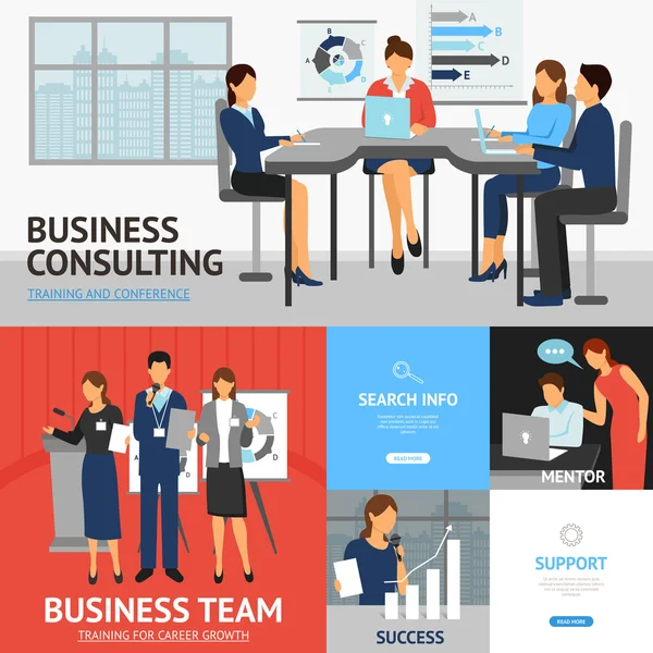 Banners Set Of Business Training — ストックベクタ