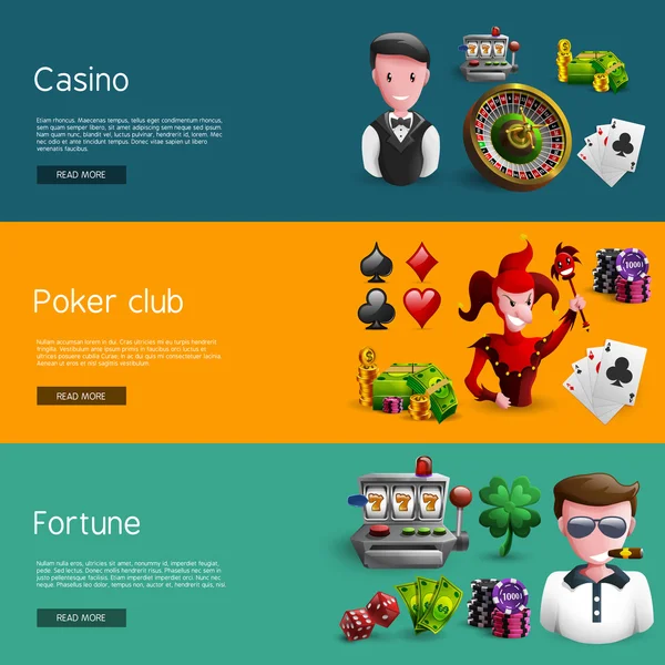 Set di tre banner da casinò — Vettoriale Stock