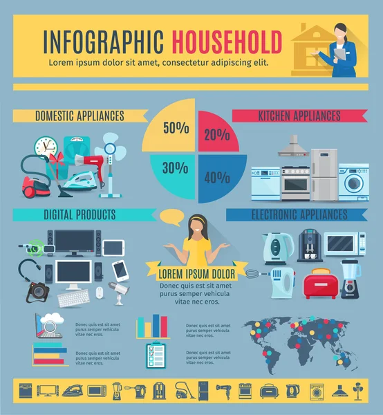 Eletrodomésticos Layout Infográfico — Vetor de Stock