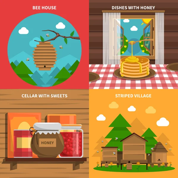 Conjunto de iconos de concepto de miel — Vector de stock