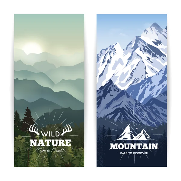 Banners verticales de las montañas — Vector de stock