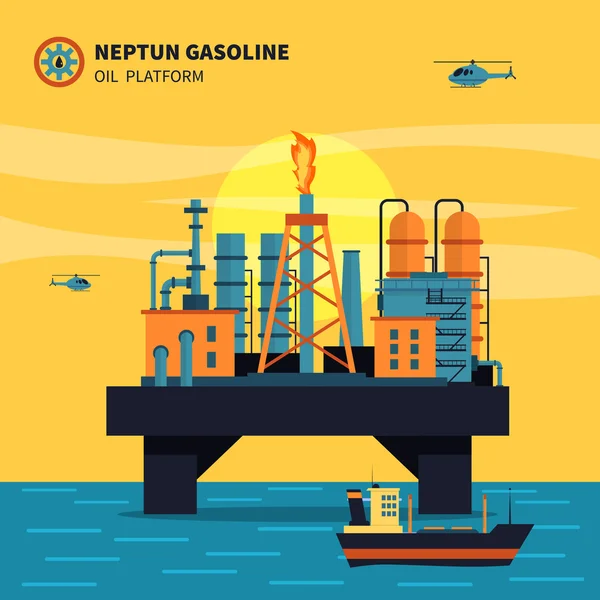 Иллюстрация нефтяной платформы — стоковый вектор