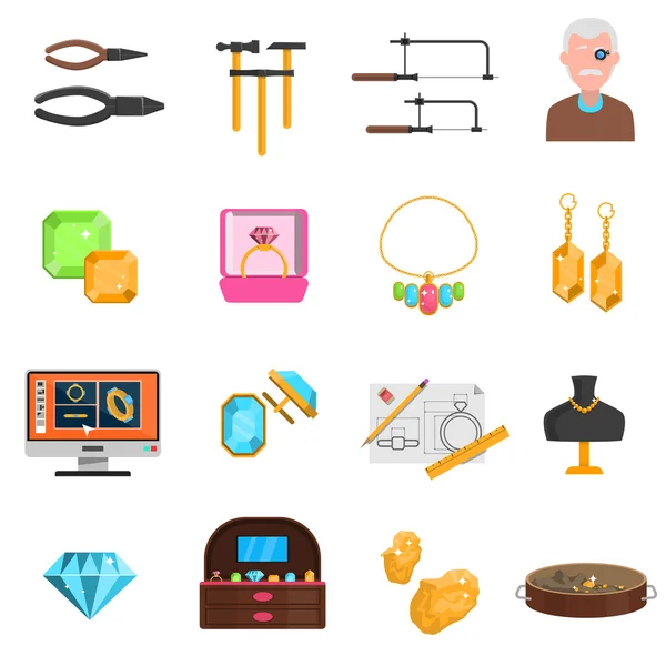 Jeweller Icons Set — Stock Vector