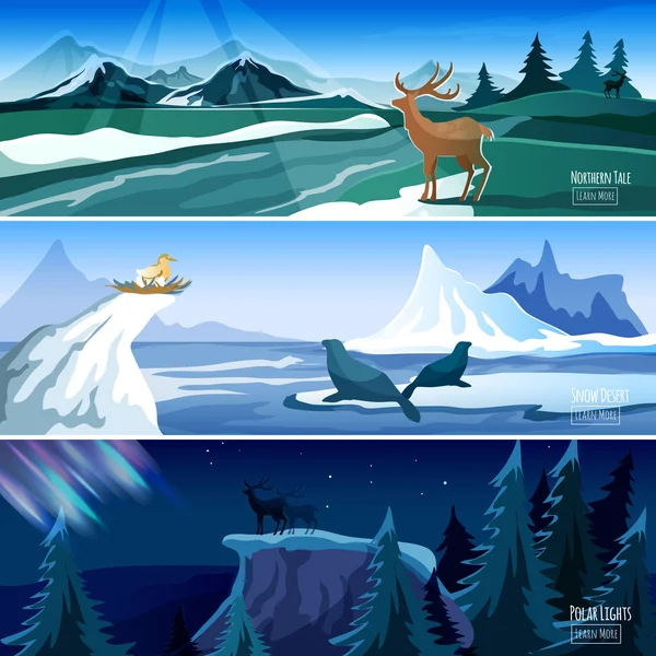 Set de banners planos Northern Landscape — Vector de stock