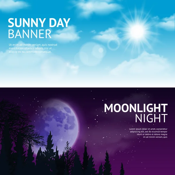 Night and day banner set — 图库矢量图片