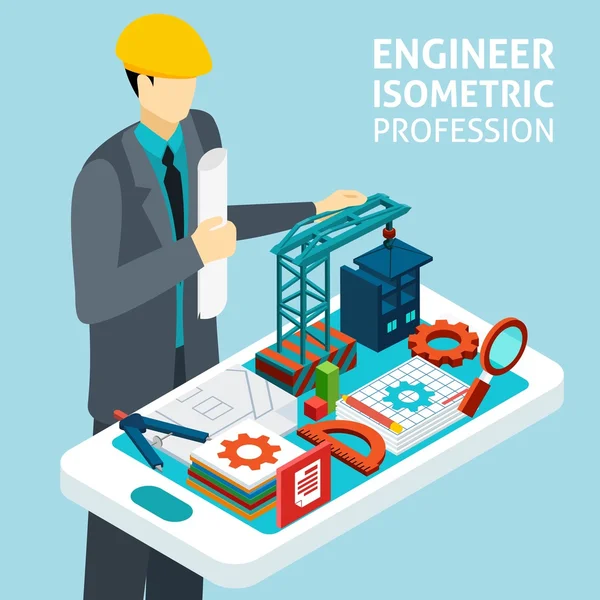 Profession Engineer Concept Isometric Banner — Διανυσματικό Αρχείο
