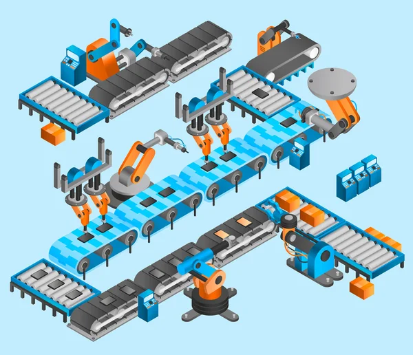 Concept isométrique de robot industriel — Image vectorielle