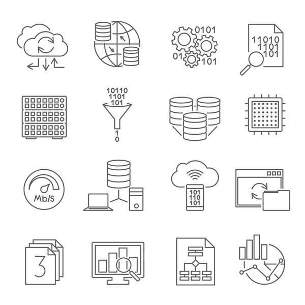 Database Analytics Line Icons Set — Stock Vector