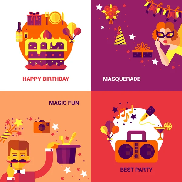Party Design Concept Set — Stok Vektör