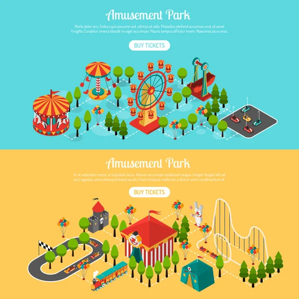Attraction Park 2 Isometric Banners Set — Stock vektor
