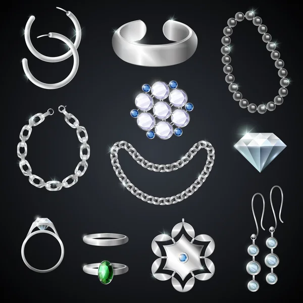 Jewelry Silver Set — 스톡 벡터