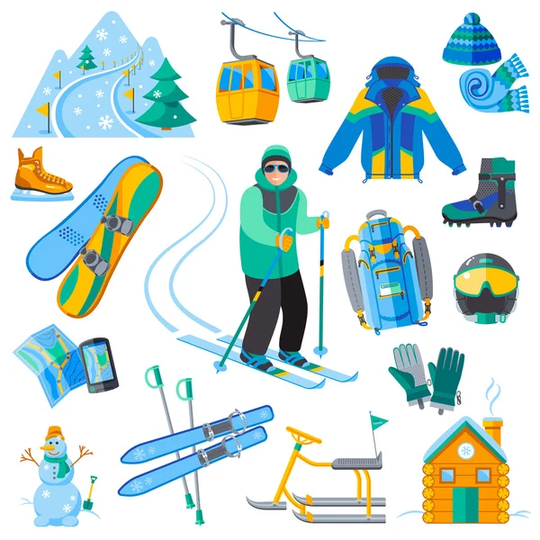 Ski resort icons — Stock Vector