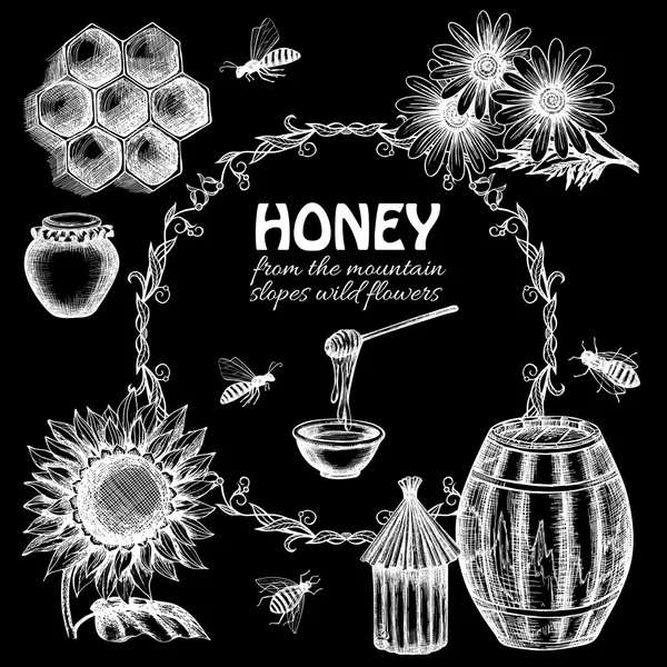 Chalkboard honning sæt – Stock-vektor
