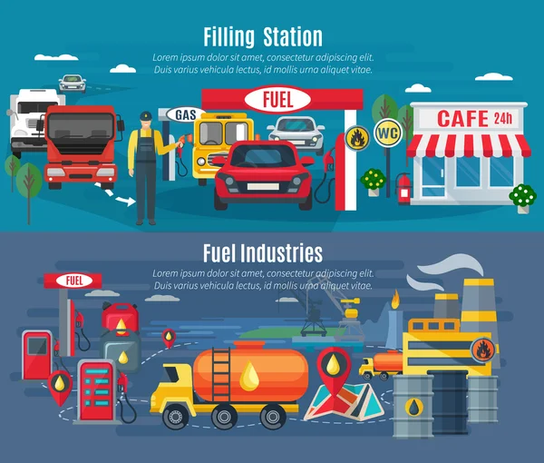 Filling Station Banners Set — Stock Vector