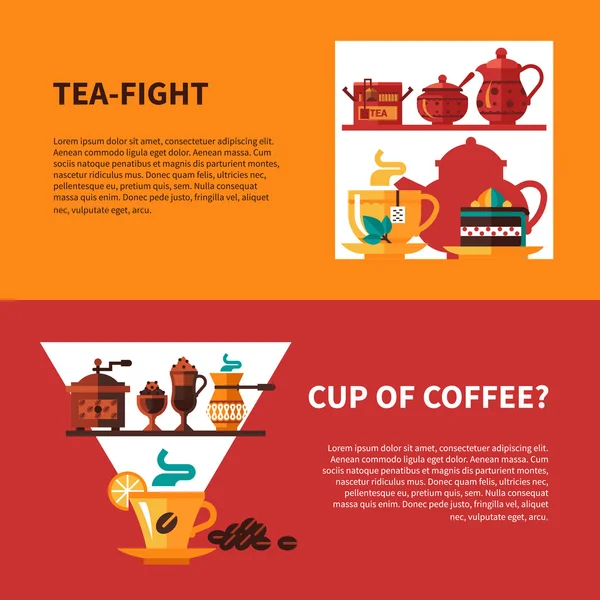 Kahve ve çay 2 afiş tasarım — Stok Vektör