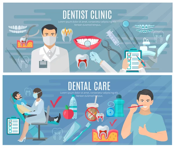 Conjunto de Banners Dentistas — Vetor de Stock