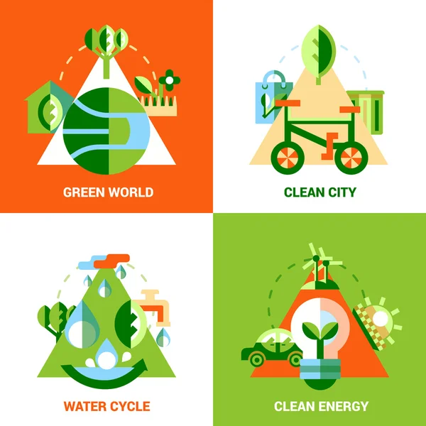 Ecology Design Concept Set — Stock Vector