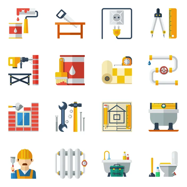 Home Repair Flat Icons Collection — Stock Vector