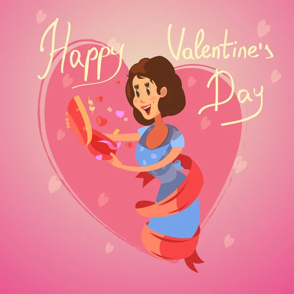 Valentine day retro cartoon — Stock Vector