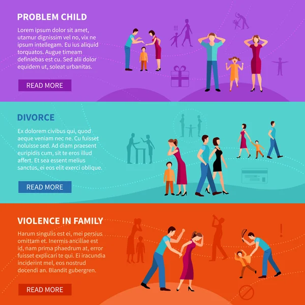 Personas con problemas familiares Banners — Vector de stock