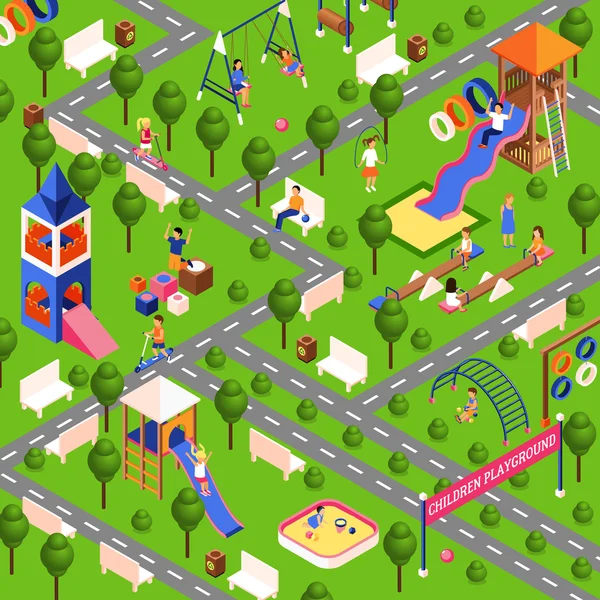 Isometric playground illustration — Stok Vektör