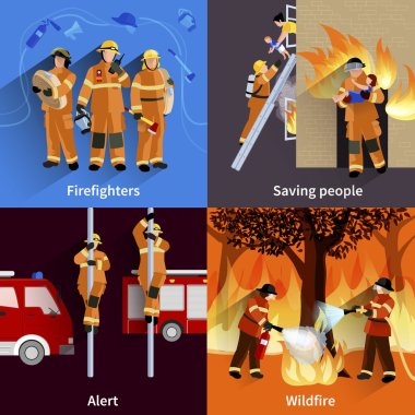 Firefighter People 2x2 Design Compositions clipart