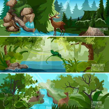 Forest Landscape Horizontal Banners Set