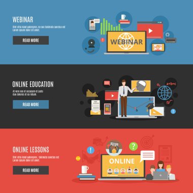 Online Education Flat Horizontal Banners