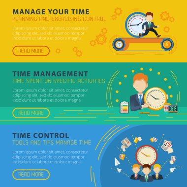 Time Management Horiizontal Banners Set