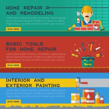 Home Repair Service Flat Banners Ser