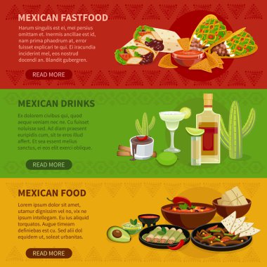 Mexican Food 3 Horizontal Banners Set