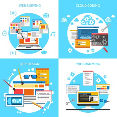 Web geliştirme kavramı Icons Set