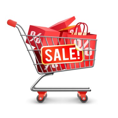 Sale Full Shopping Cart Red Pictogram clipart