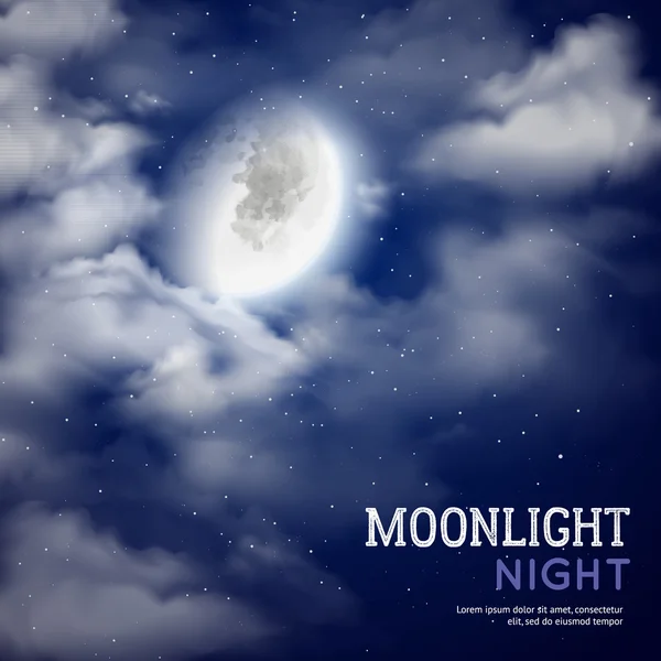 Ay ışığı gece illüstrasyon — Stok Vektör