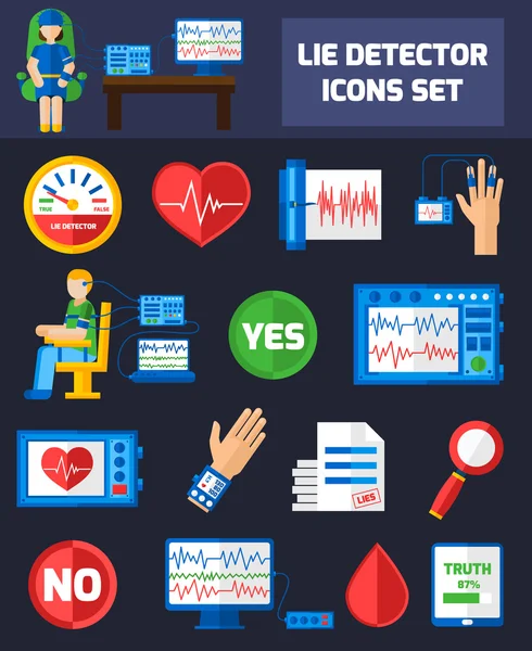 Lie Detector Icons — Stock Vector