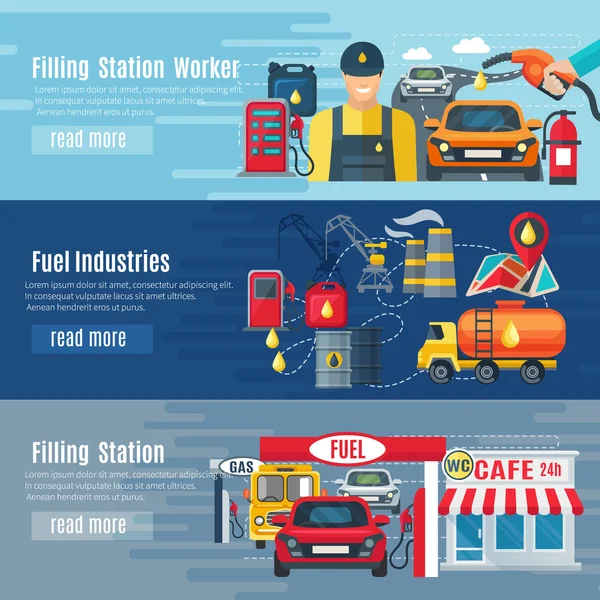 Gas Station Banners Set — Stock Vector