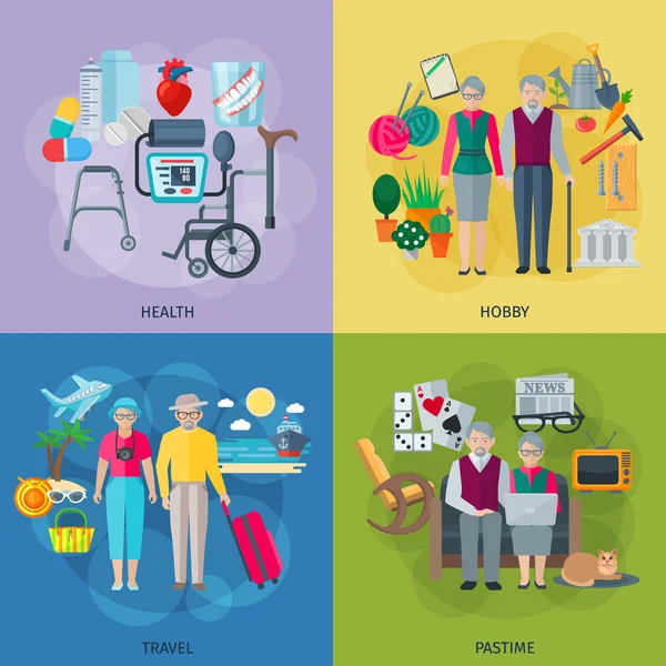 Pensioners Life Concept Icons Set