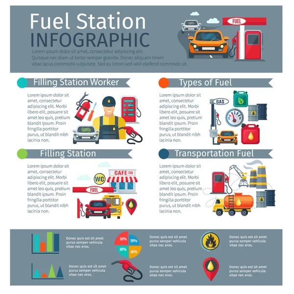 Gas Station Infographic Set — Διανυσματικό Αρχείο