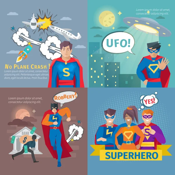 Superhero Concept Icons Set — Stock Vector