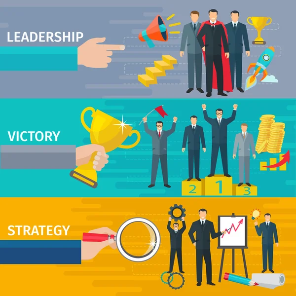 Leadership Banners Set — Stock Vector