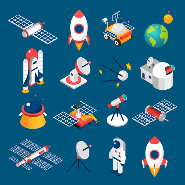 Space Isometric Icons — 스톡 벡터